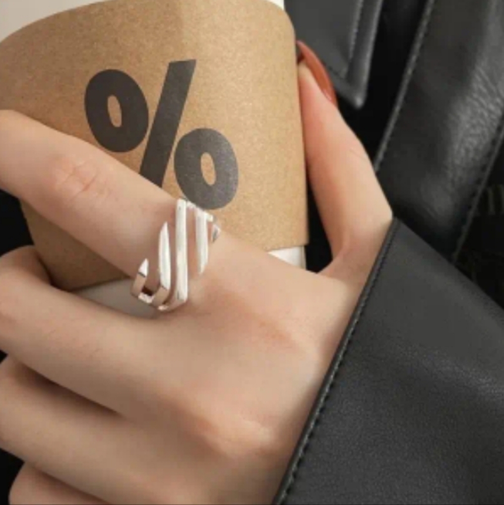 NEW! Silver Plated Simple & Minimalist Geometric Design Women's Ring